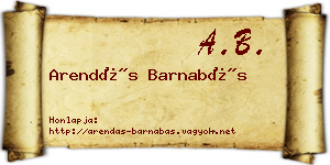 Arendás Barnabás névjegykártya