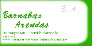 barnabas arendas business card