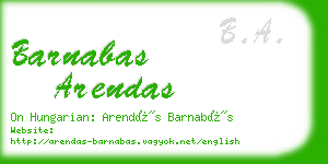 barnabas arendas business card